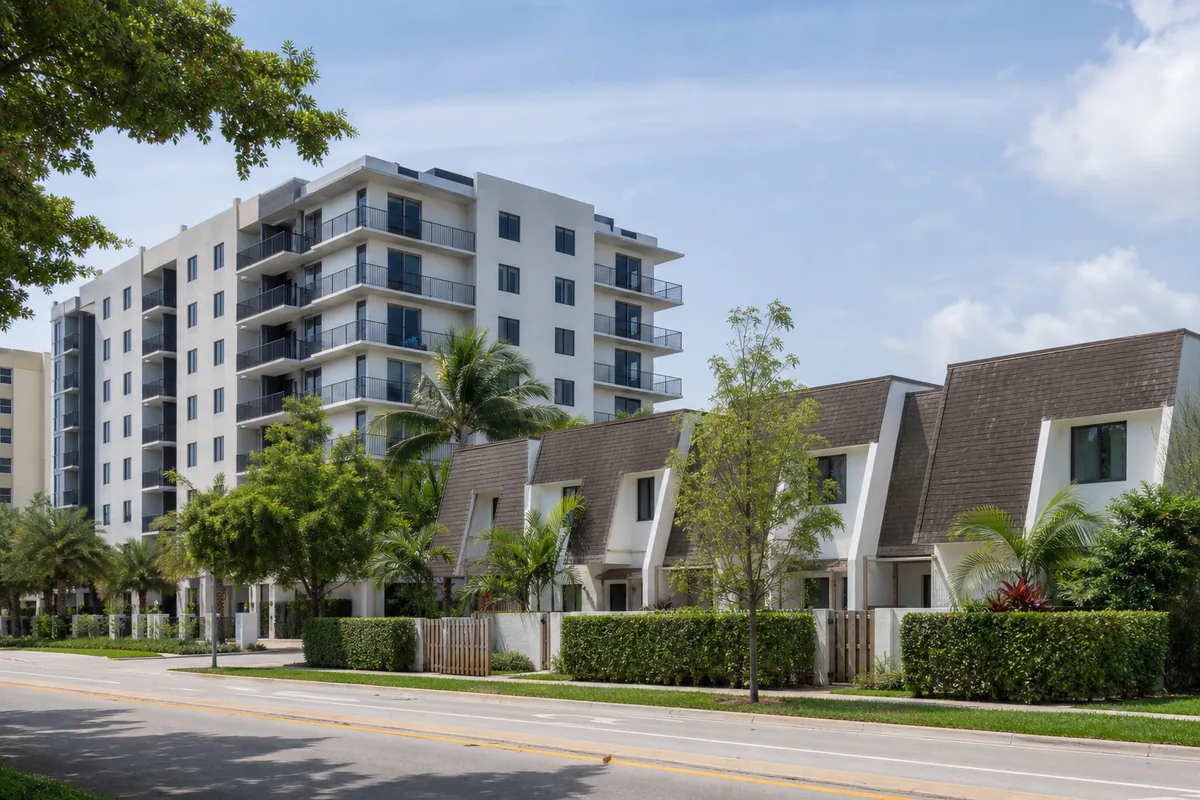 Apartamentos e townhouses usados como referência de moradia em Boca Raton